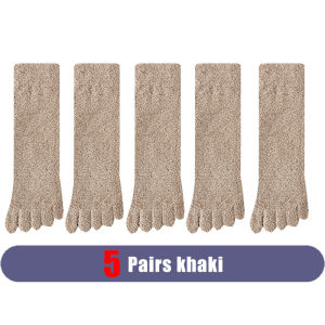 1/5 Pairs Mans Thermal Toe Socks Winter Thick Keep Warm Solid Soft Coral Velvet Fluffy Floor Sleeping Short Five Finger Socks