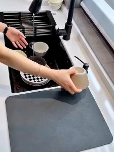Kitchen Absorbent Mat Dish Drying Mat Placemat Waterproof Sink Mat Quick Dry Mat Durable Thickened Drain Cushion Absorbent Pad Coaster