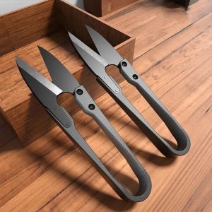 Stainless Steel U-shaped Elastic Scissor Black Carbon Steel Clothing Needle Thread Sewing U Thread Scissors for Fabric
