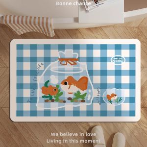 Thảm Phòng Tắm Họa Tiết Sọc Màu Trơn Dễ Thương Thảm Phòng Tắm Thảm Phòng Vệ Sinh Thảm Phòng Tắm Chống Trượt Thảm Phòng Tắm Hình Cá Vàng