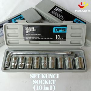 Kunci Sok Set 10 Pcs ( 10 in 1 ) Set Kunci Socket Ukuran 8mm sampai 24mm Alat Bengkel Motor Mobil