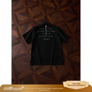 ZHUOCAN | Alphabet Print Half-Zip Male T-Shirt Summer Relaxed Stylish Breathable