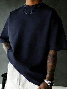 Summer Beach Cotton Short Sleeve For Mans Casual Loose Short Tops Breathable Comfy Basics T Shirts Sport Street Soft Streetwear