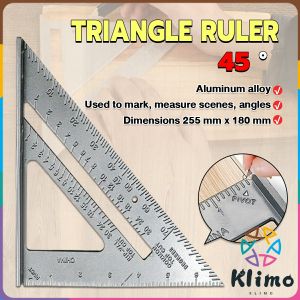 KLIMO Triangle Ruler Aluminum Alloy Speed Protractor Square Miter Carpenter Tool 255 ×180 Mm