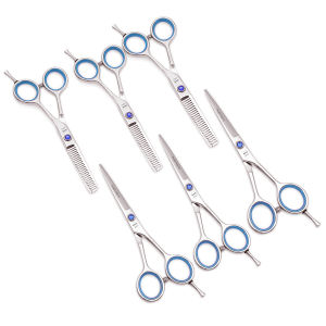 ผมกรรไกร 4 5 5.5 AQIABI JP สแตนเลส Professional Hairdressing กรรไกรตัดผมตัดกรรไกรกรรไกรผอมบาง A1117