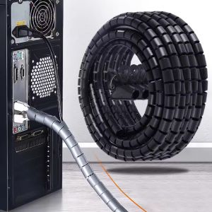 2M Flexible Spiral Cable Wire Protector Organizer 8mm 10mm Computer Cord Protective Wiring Winder Cord Protector Clip Organizer Management Tools