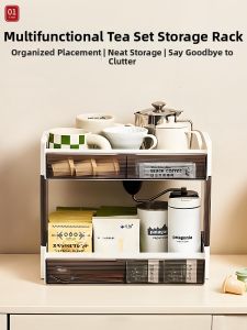 Dust-Proof Multi-level Desktop Organizer for Cups and Utensils
