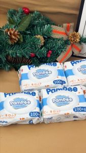 (500+40Pcs) Pampee Baby Wipes 5 Packs No-Alcohol Fragrance-Free 5/1 Pack 108 Sheets Wet Wipes