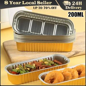 10/5 PCS Aluminum Foil Trays Disposable Thickened Tinfoil Boxes Matching Lids Rectangular Food Containers Cupcake Pans Breads Aluminum Foil Packaging Box