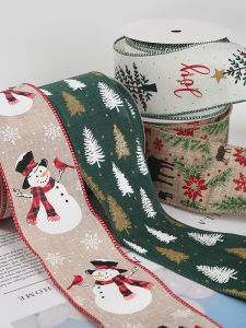 Christmas Gift Packaging Ribbon Satin DIY Handmade Decorative Fabric Bunting American Style Floral Bouquet Decoration