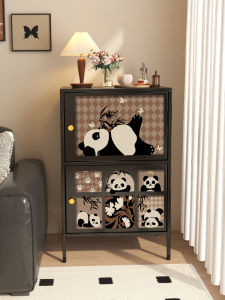 Antique Style Large Capacity Carbon Steel Storage Cabinet for Bedroom Sofa Side Cabinet Balcony Organizer Black Dresser