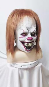 Halloween Horror Clown Pennywie Mask Head Set in Europe and The United States New Spirit Clown Latex Mask Mardi Gras Decoration