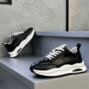 Mens Fashionable Leather Sport Casual Shoes Comfortable Thick Bottom Lightweight Wear-resistant Increase Height Autumn New Arrival