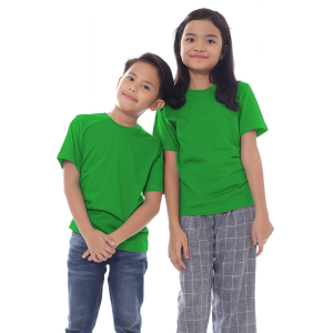 Kaos Polos Anak Oneck Lengan Pendek Bahan Katun Combed 30s Warna Hijau Fuji
