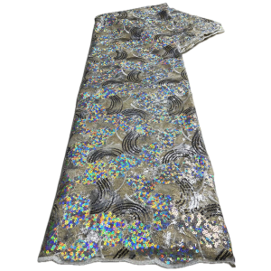 Wholesale African French Mesh Lace Fabric 2026 High Quality Embroidery Nigerian Sequins Lace Fabric for Wedding Dress