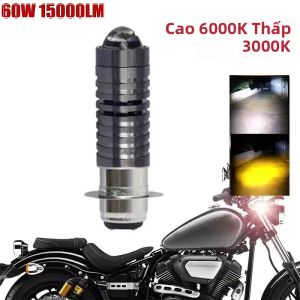 Heyword 60W 15000LM H4 Đèn Pha LED Xe Máy 1 Chiếc H6 BA20D P15D CSP Trắng Vàng Hi/Lo Chùm Tia Sáng Cho Xe Máy 12V
