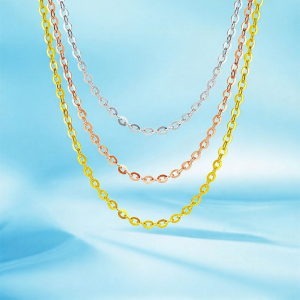 สร้อยคอทองคำ 18K เงินสีทอง โซ่คอร์ด O โซ่ต่อ โซ่ยาว ของขวัญแฟชั่นที่เข้ากันได้หลากหลาย