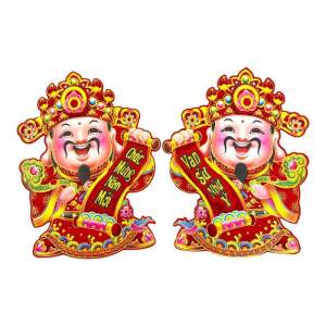 Decal dán cửa 2 ông Thần Tài trang trí cửa tiệm nhà hàng công ty và gia đình may may mắn tài lộc vào nhà