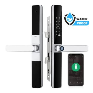 Waterproof IP68 Smart Aluminum door lock Euro Mortise 72mm 85mm 92mm Tuya wifi Fingerprint Smart Grill door lock