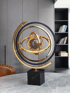 Accessible Luxury High-Grade Earth Instrument Living Room Decoration American Style Furnishings Metal Office Hallway TV Cabinet Crafts Decorations