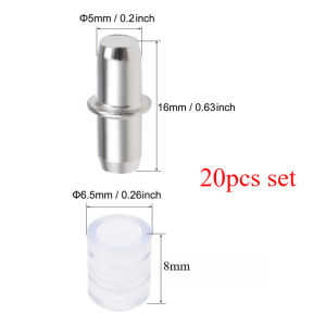 20/50pcs Shelf Bracket Pegs with Rubber Sleeves 5x16mm(0.2X0.63inch) Shelf Holder Support Pins for Cabinet Bookcase