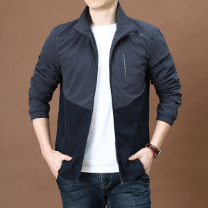 แจ็กเก็ตทรงหลวมแห้งเร็วสีตัดกันชุดผู้ชายกันลมลำลองแฟชั่นกลางแจ้งสำหรับผู้ชายชุดทำงานมีหลายถุงผ้ายืดไซส์ใหญ่สำหรับผู้ชาย