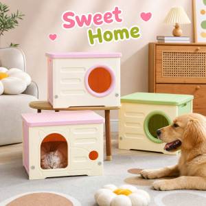 Lovinland Pet Weatherproof Cat Houses for Outdoor Cats High Quality Plastic Cat House Dog Sleeping Bed Durable Cat Shelter Stackable 200kg Load Capacity