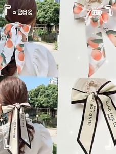 𝓜𝓜 Hair Band Womens Hair Binding Vintage Bow Scarf Headdress Pearl Hair Ring Binding Hair Bow Ribbon Headrope