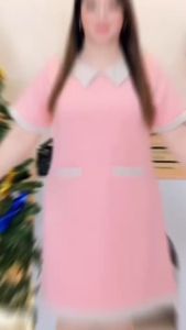 2750R เดรสผ้าบาบี้คอปกกระเป๋าหน้าสีพื้น