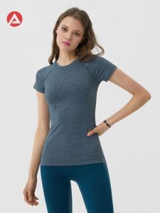 เสื้อยืดโยคะ Andar สำหรับผู้หญิง แขนสั้น บาง ระบายอากาศได้ดี แห้งเร็ว ดูดซับเหงื่อ สำหรับการวิ่งและออกกำลังกายในฤดูร้อน