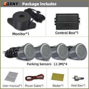Parking 4 Sensors Kit  Reverse Backup Radar with Car Auto Parktronic  Buzzer Sound Alarm Detector System Rear No Display Monitor
