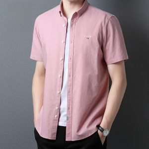 ROMON | Lormen Mens Pure Cotton Short Sleeve Shirt Summer Thin Fashion Loose Casual Artistic Workwear Ice Silk Jacket