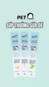 Súp thưởng sữa dê PetQ (Vitamin Dầu cá Cỏ mèo Ngon miệng Dinh dưỡng) dành cho mèo - T3 PETS SHOP