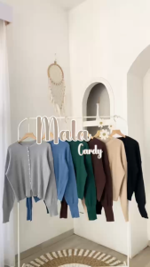 Mala Cardy Top Korean Style Atasan Fashion Wanita Remaja Kekinian Lengan Panjang