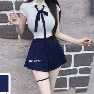 กระโปรงทรงเอเอวสูงสไตล์วิทยาลัย TOP MM377 ทรงเทนนิส กระโปรงทรงเอ ทรงสลิม เอฟเฟกต์ลดอายุ ฤดูร้อน 2023