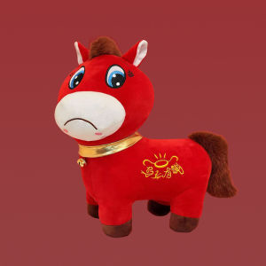 NUOAO | Red Horse Plush Toy Display Ornament