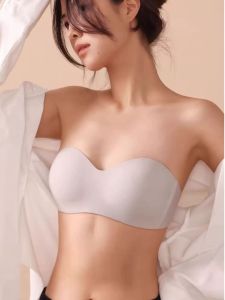 Japan Thin Anti-Slip Strapless Bra Tube Top Underwear Wireless Invisible One-Piece Seamless Glossy Bra