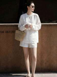 V.C.I | White Linen Comfortable Loose High Waist Shorts