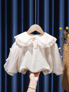 Áo Nỉ Tay Lưới Thắt Nút Bướm Thời Trang Cho Bé Gái Mùa Thu Phong Cách Công Chúa Cổ Tròn Cotton Dài Tay Quần Áo Trẻ Em