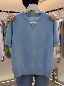 QINGNAER | Mandarin Collar Button Knit Shirt