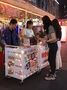 COHF Night Market Stall Cart Metal Display Rack with Wheels Portable Vendor Trolley Multi Layer Storage Shelf for Food Drink Snack Fruit Shop Booth