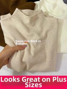 LUQIAN | Soft Plus Size Long Sleeve Turtleneck Sweater