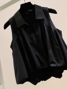 Loose Design Summer Autumn Outerwear Sleeveless Polo Collar Doll Shirt Fairy like Princess Style Top Womens Fashion Premium Quality