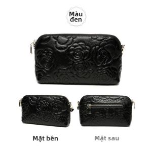 SIFULUN | Túi Clutch Đeo Chéo Da Hoa Hạt Dẻ
