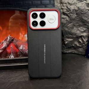 For POCO F9 Ultra Case F8 Pro Dual Color Camera Frame PU Leather Texture Diagonal Stripe Shockproof Hard Back X8 Pro Max Cover