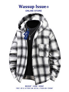 WASSUP ISSUE | American Retro Plaid Hooded Shirt Mens Casual Loose Spring Autumn