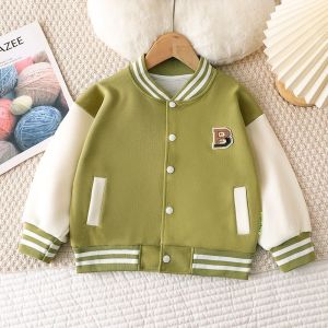 Thickened Cotton Baseball Jacket for Boys And Girls Casual Leisure Outerwear Spring Autumn Fashionable Open Cardigan Sweatshirt