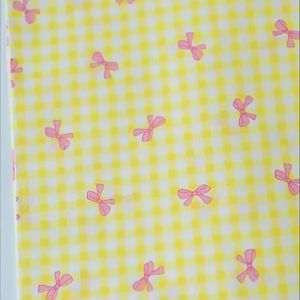 Checked Cotton Fabric 150cm Width Soft Peach Skin Bowknot Print for Breathable Summer Dress Shirt Pajama Homewear Kids Apparels