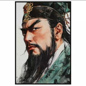 Tranh chân dung Quan Công cổ trang. Tranh treo tường dán tường sơn dầu canvas CGI-1687