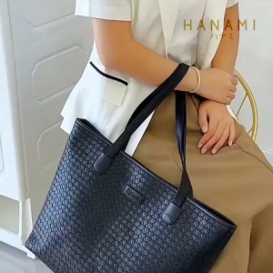 HANAMI Tote Bag Terbaru Cantik Natsumi Premium Kulit TA1159B5 Hitam Branded Wanita